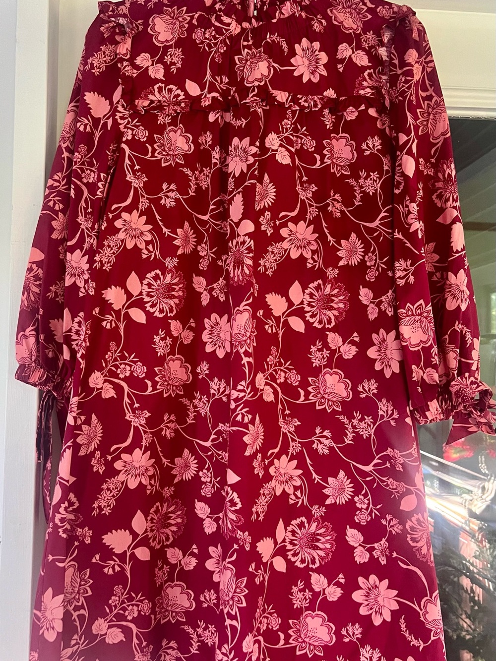 Sugarlips Burgundy Dress with Pink Floral Print - Picture 6 of 9